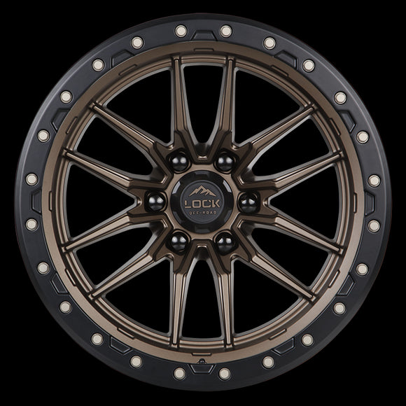 22x10 Lock Off-Road Krawler Matte Bronze Black Ring 6x135 ET-18 Wheel Rim