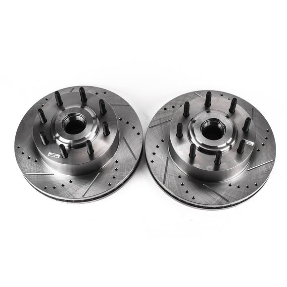 PowerStop Evolution Drilled Slotted Rotors Pair Front For Ford F-250 Super Duty