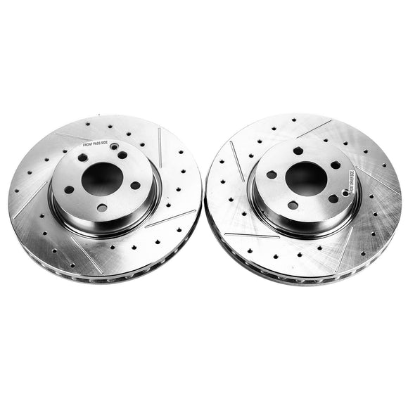 PowerStop Evolution Drilled Slotted Rotors Pair Front For Audi A4