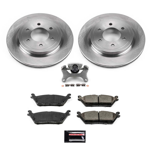 PowerStop OE Stock Replacement Low-Dust Ceramic Brake Pad, Rotor and Caliper Kit