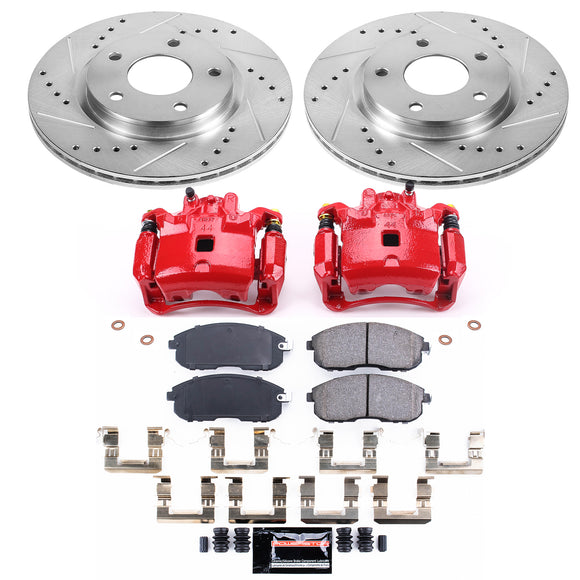 PowerStop Z23 Daily Driver Carbon-Fiber Ceramic Pads Drilled & Slotted Rotor & C