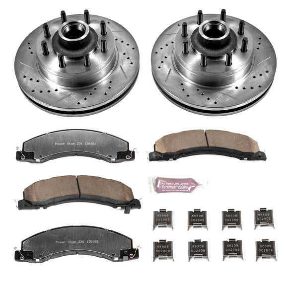 PowerStop Z36 Carbon-Fiber Ceramic Brake Pad with Drilled and Slotted Rotor Kit