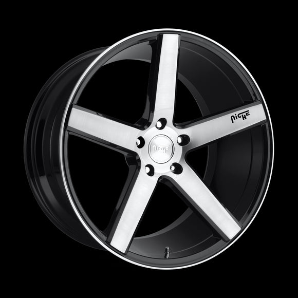 18x8 Niche Milan Gloss Black & Brushed Wheel/Rim 5x114.3 5-114.3 18-8