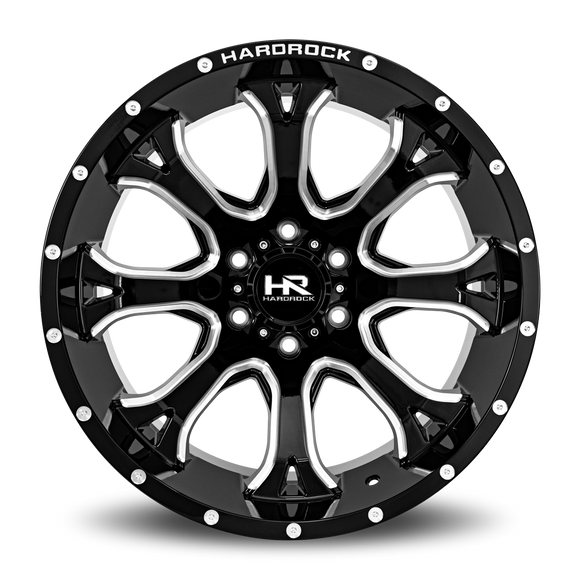 20x12 Hardrock BloodShot Xposed Gloss Black Milled 6x139.7 ET-44 wheel/rim