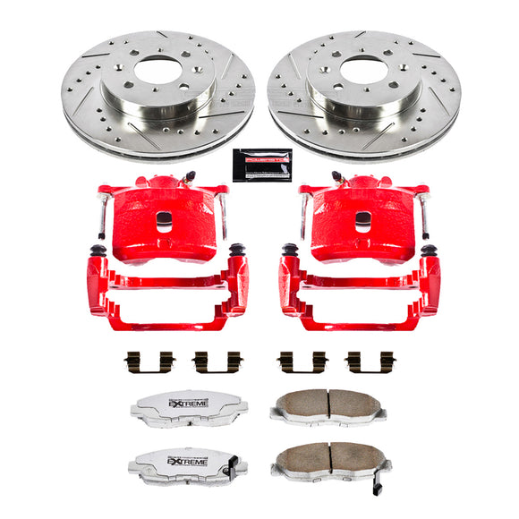 PowerStop Z26 Street Performance Ceramic Brake Pad, Drilled Slotted Rotor, and C