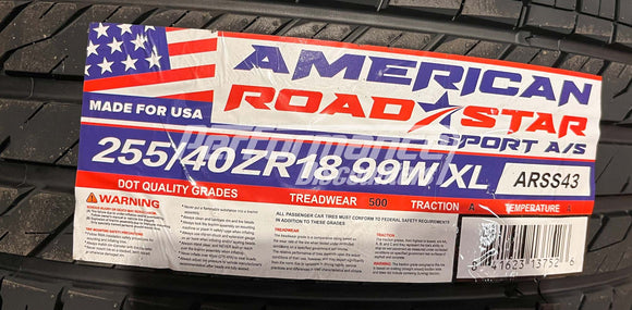 255/40ZR18 American Roadstar Sport A/S 99W BSW SL 255 40 18 2554018