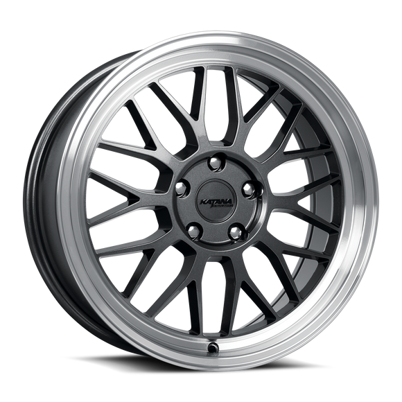 Katana KR06 Glossy Gun Metal Machine Lip 5x100 ET40 CB73.1 Wheel Rim