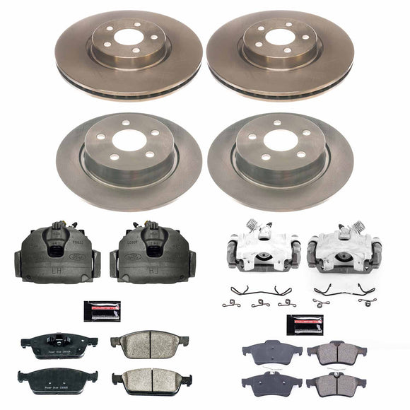 PowerStop OE Stock Replacement Low-Dust Ceramic Brake Pad, Rotor and Caliper Kit