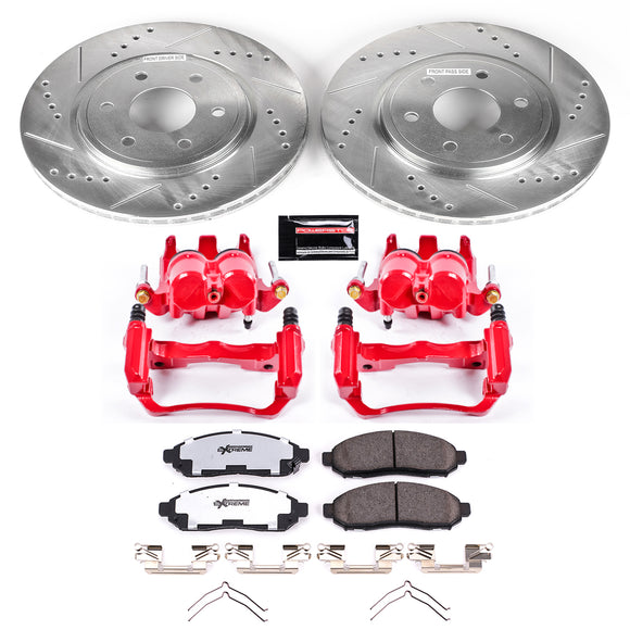 PowerStop Z36 Truck and SUV Ceramic Brake Pad, Drilled & Slotted Rotor, and Cali