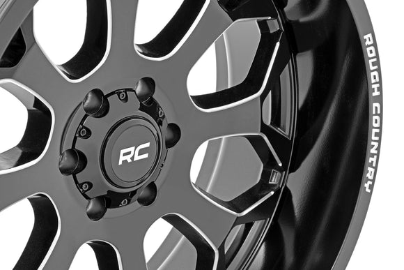 20x10 Rough Country 96 Series Gloss Black Machined Wheel 6x135 ET-19 CB4.173
