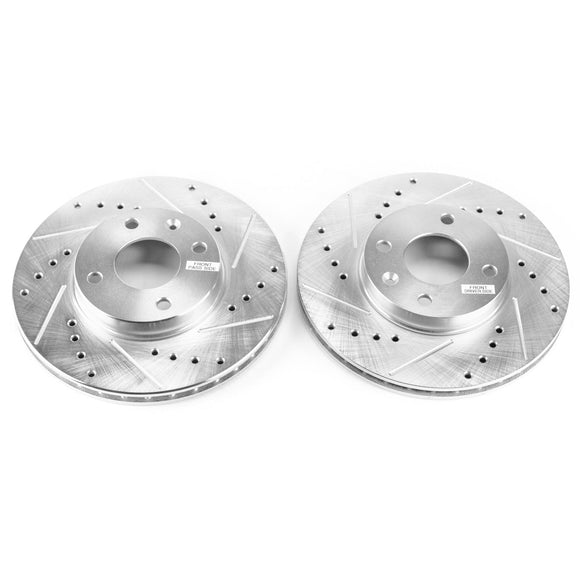 PowerStop Evolution Drilled Slotted Rotors Pair Front For Chevrolet Spark