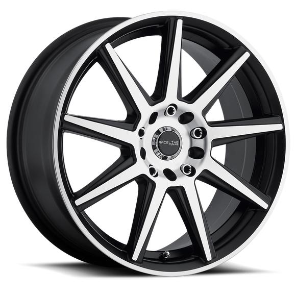 17x7.5 Raceline 144M Black Machined 5x108 5x114.3 5x4.25 5x4.5 ET40 Wheel