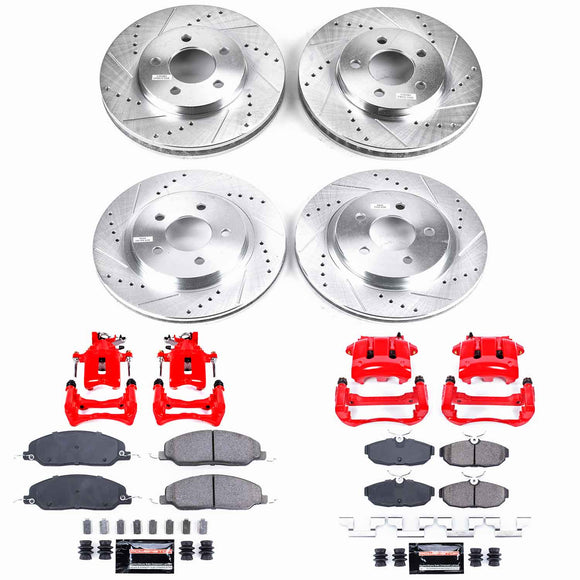 PowerStop Z23 Daily Driver Carbon-Fiber Ceramic Pads Drilled & Slotted Rotor & C