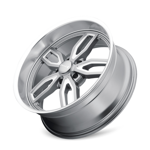 20x10 Ridler 608 Grey W/ Milled Spokes & Diamond Lip 5x114.3 ET0 wheel/rim