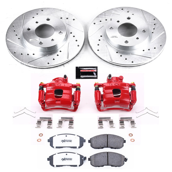 PowerStop Z26 Street Performance Ceramic Brake Pad, Drilled Slotted Rotor, and C