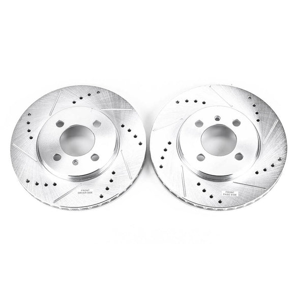 PowerStop Evolution Drilled Slotted Rotors Pair Front For BMW 325e