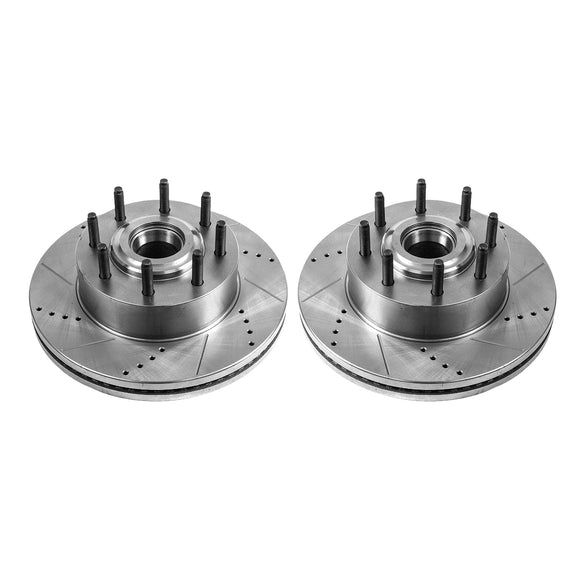 PowerStop Evolution Drilled Slotted Rotors Pair Front For Ford F-350 Super Duty