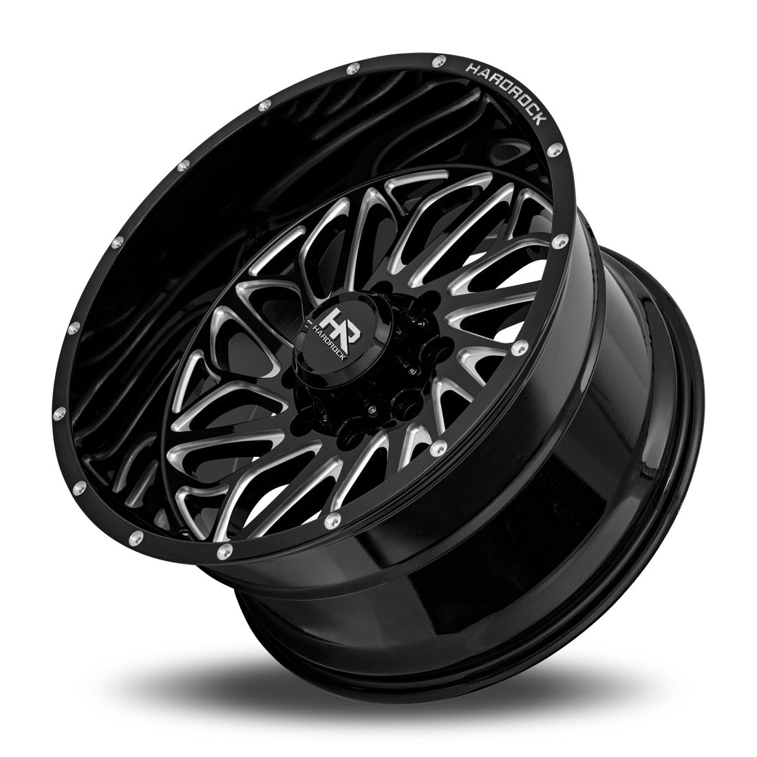 20x12 Hardrock BlackTop Xposed Gloss Black Milled 6x135 ET-44 wheel/rim