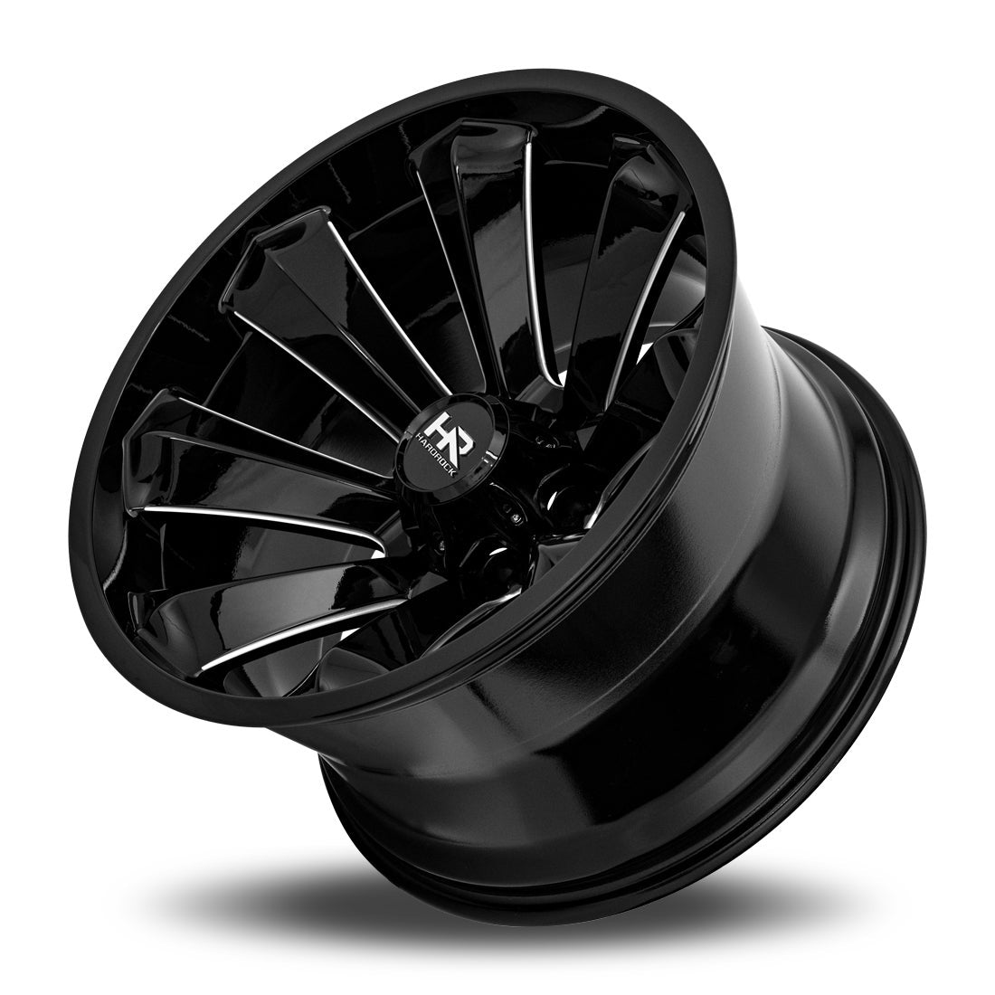 22x12 Hardrock Xplosive Xposed Gloss Black Milled 8x170 ET-51 wheel/rim