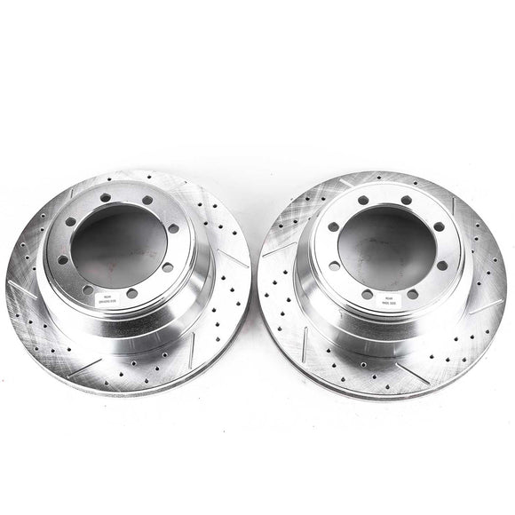 PowerStop Evolution Drilled Slotted Rotors Pair Rear For Ford F-350 Super Duty
