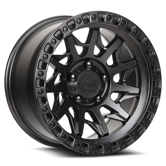 20x9 Lock Off-Road Lunatic Matte Black Ring 6x139.7 6x5.5 ET0 Wheel Rim