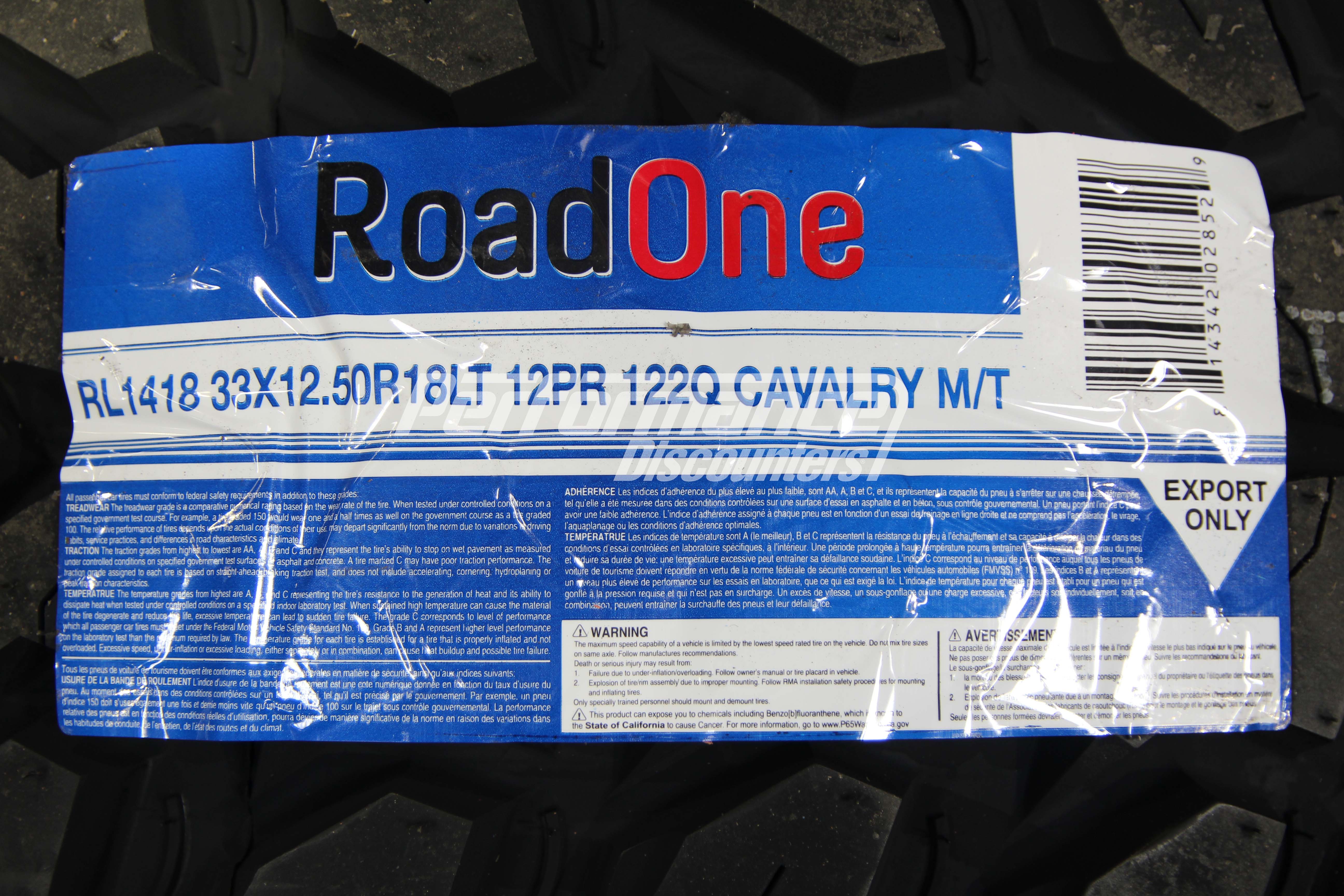 Roadone Cavalry M/T Mud Tire(s) 33X12.50R18 LRF BSW 122Q 33125018