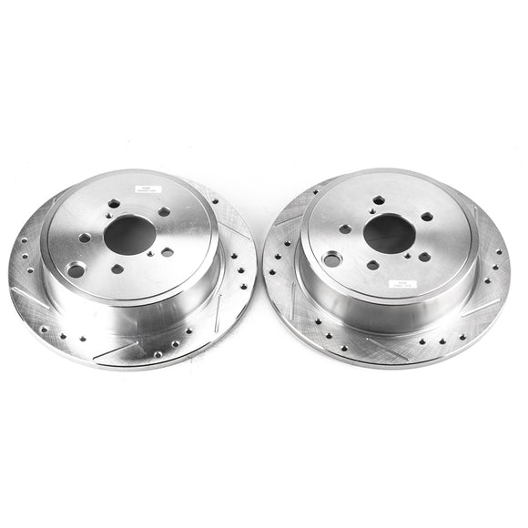 PowerStop Evolution Drilled Slotted Rotors Pair Rear For Subaru Impreza