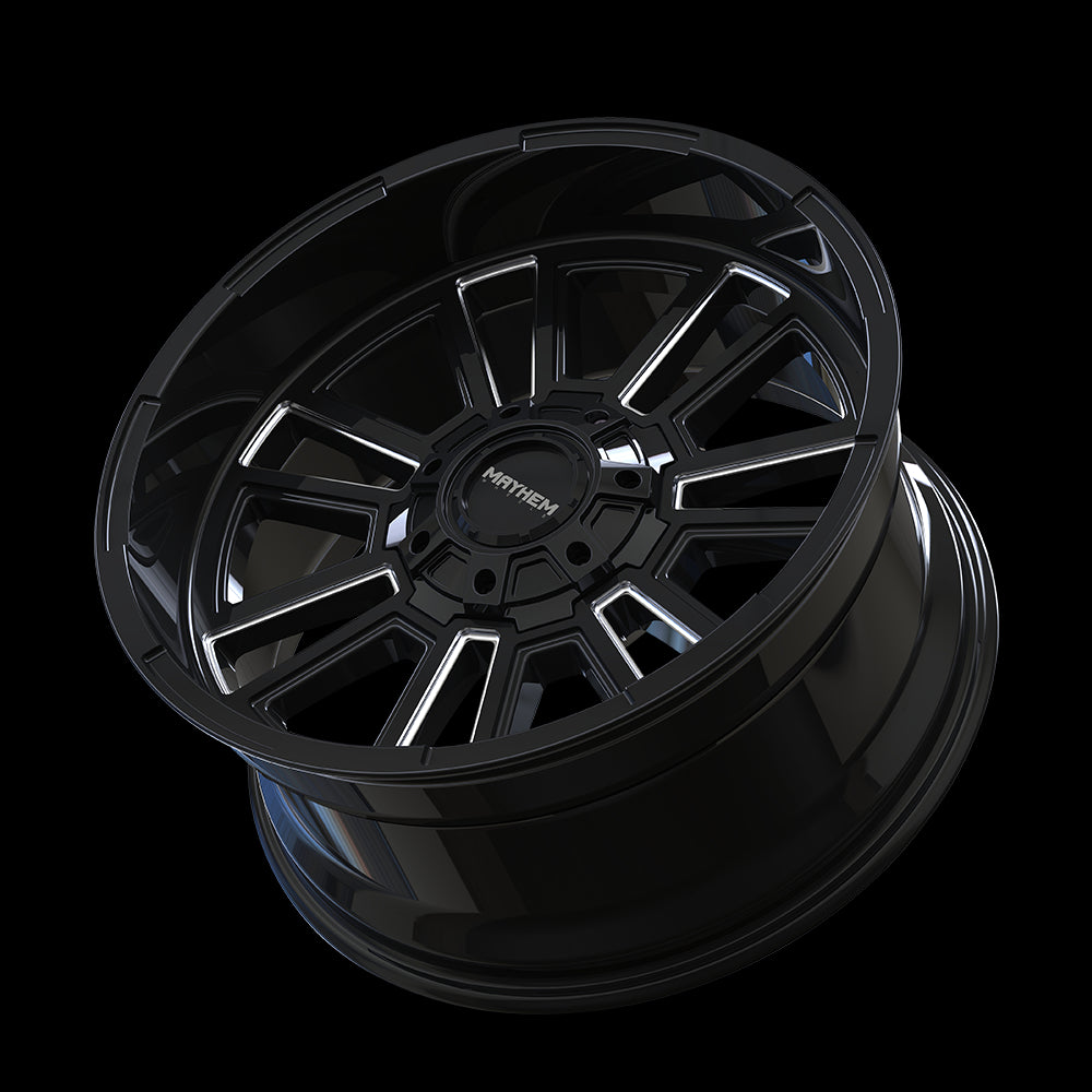 20x10 Mayhem 8115 Apollo Black Milled 5x127 5x139.7 5x5 5x5.5 ET-19 Wheel