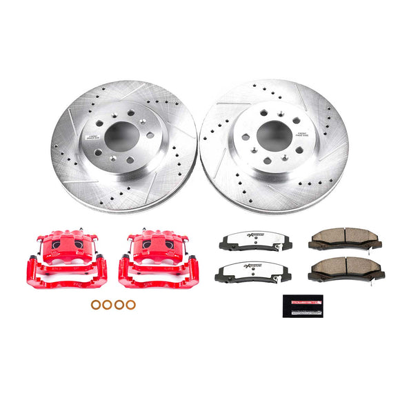 PowerStop Z26 Street Performance Ceramic Brake Pad, Drilled Slotted Rotor, and C