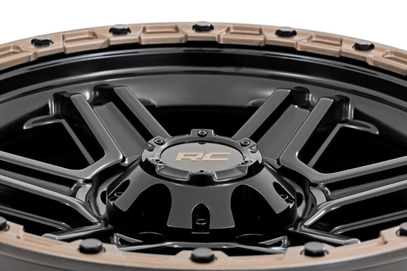 17x8.5 Rough Country 79 Series Black with Bronze Ring 5x4.5 ET0 Wheel Rim
