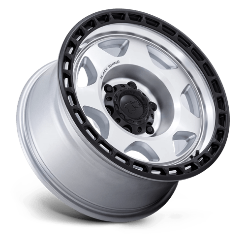 17x8.5 Black Rhino BR018 Voyager Silver Face Matte Black Lip 5x127 ET-10 Wheel