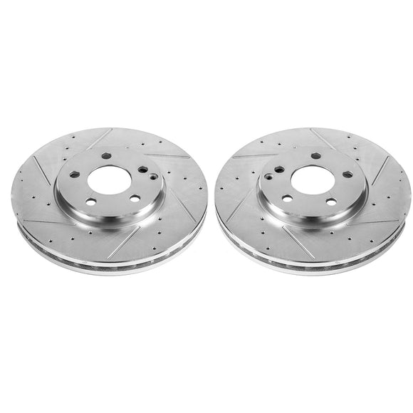 PowerStop Evolution Drilled Slotted Rotors Pair Front For Mercedes-Benz E320