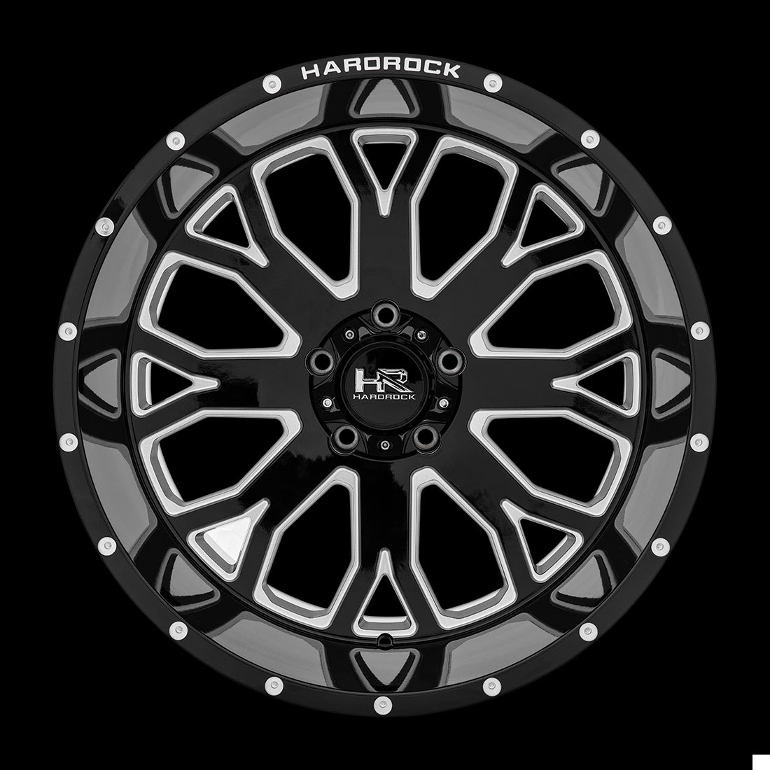 22x12 Hardrock Slammer XPosed Gloss Black Milled 5x127 ET-44 wheel/rim