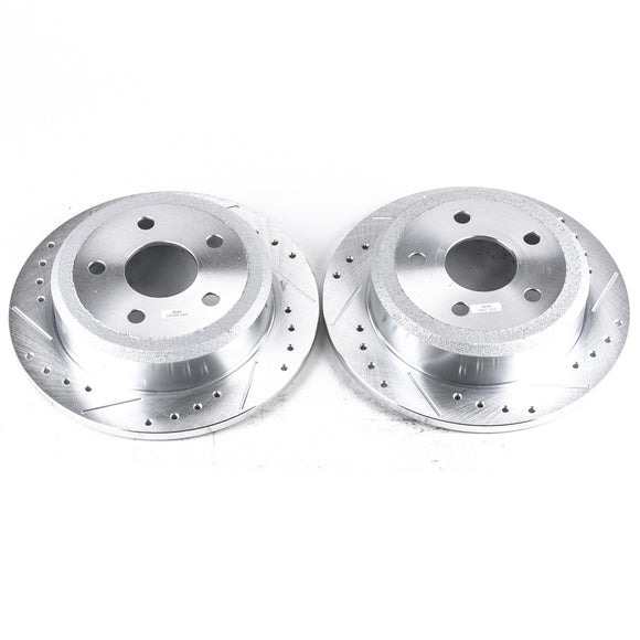 PowerStop Evolution Drilled Slotted Rotors Pair Rear For Jeep Wrangler