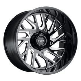 24X14 Tuff T4B Gloss Black W/ Milled Spokes 5X127 ET-72 wheel/rim