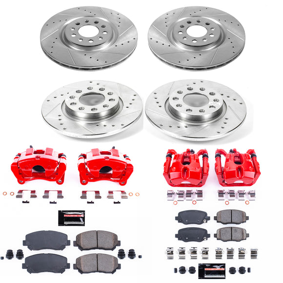 PowerStop Z23 Daily Driver Carbon-Fiber Ceramic Pads Drilled & Slotted Rotor & C