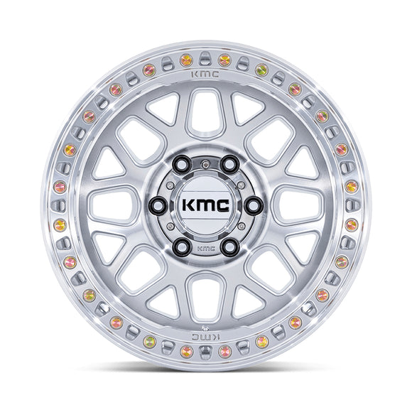 17X9 KMC KM549 GRS Gloss Silver W/ Machined Face 6x139.7 ET0 Wheel Rim
