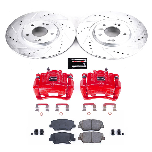 PowerStop Z23 Daily Driver Carbon-Fiber Ceramic Pads Drilled & Slotted Rotor & C