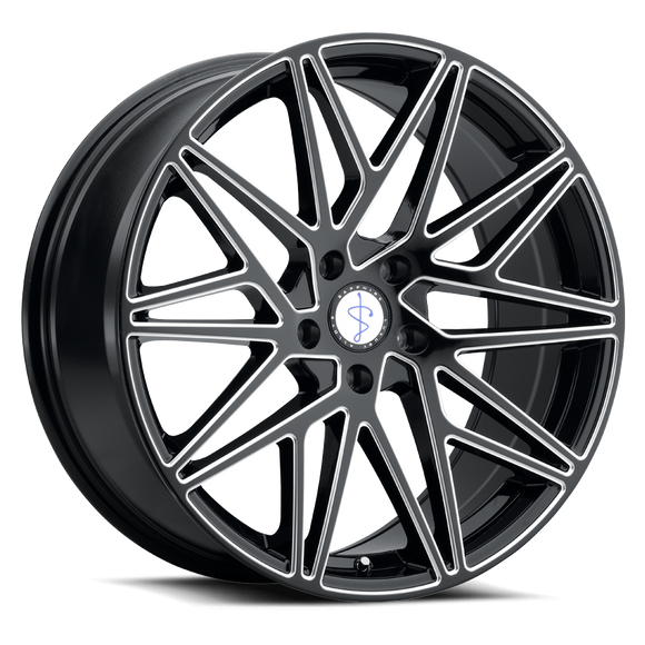 20x9 Sapphire Luxury Alloys SX05-05 Gloss Black and Milled 5x114.3 ET35 Wheel