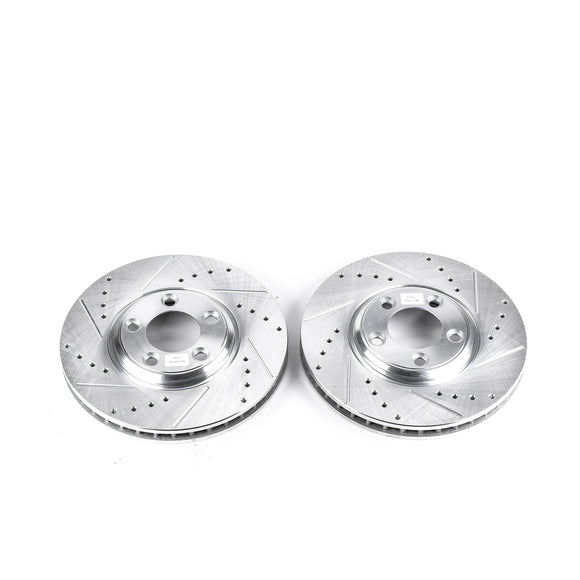 PowerStop Evolution Drilled Slotted Rotors Pair Front For Jaguar S-Type