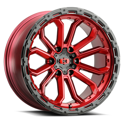 17x9 Vision 405 Korupt Red Black Lip 6x139.7 6x5.5 ET12 Wheel Rim