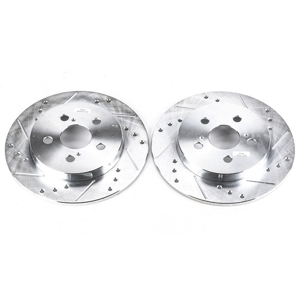 PowerStop Evolution Drilled Slotted Rotors Pair Rear For Pontiac Vibe