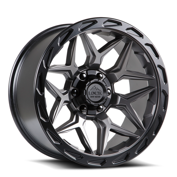 20x9 Lock Off-Road Matrix Gray Black Ring 6x135 6x139.7 6x5.5 ET0 Wheel