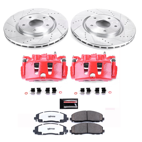 PowerStop Z36 Truck and SUV Ceramic Brake Pad, Drilled & Slotted Rotor, and Cali