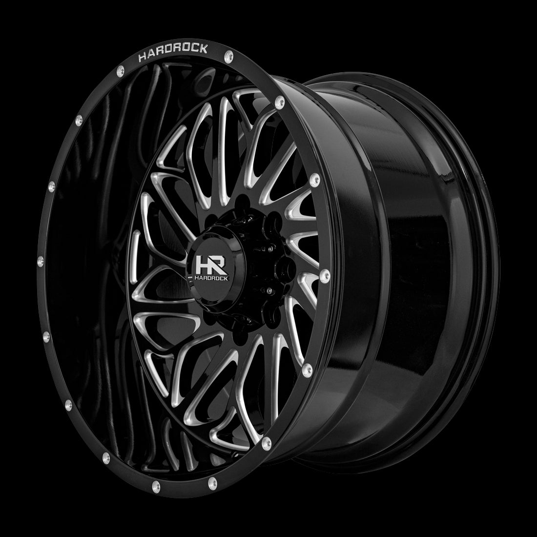 22x12 Hardrock BlackTop Xposed Gloss Black Milled 6x139.7 ET-51 wheel/rim