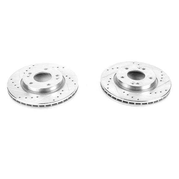 PowerStop Evolution Drilled Slotted Rotors Pair Front For Hyundai Elantra