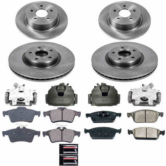 PowerStop OE Stock Replacement Low-Dust Ceramic Brake Pad, Rotor and Caliper Kit