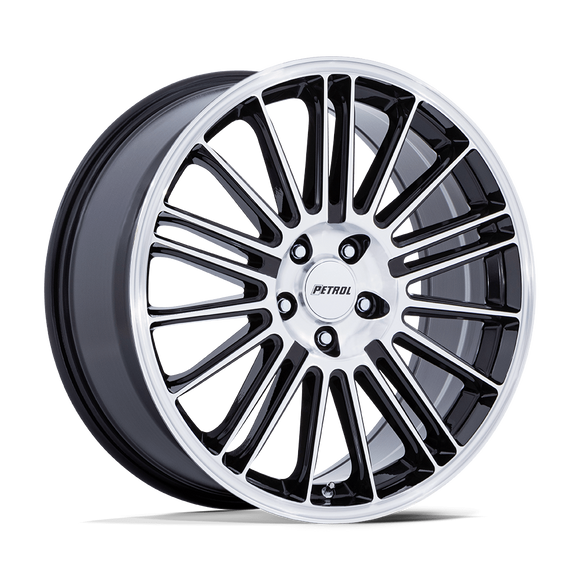 20x8.5 Petrol PE001 P1D Gloss Black With Machined Face 5x115 ET40 CB72.56 Wheel