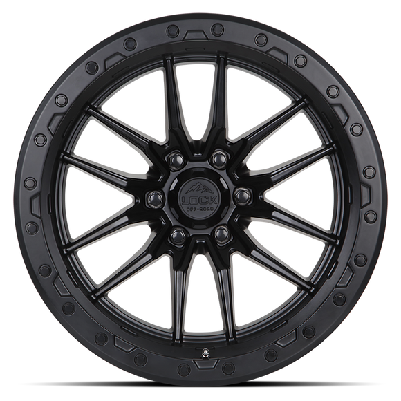 17x9 Lock Off-Road Krawler Matte Black Ring 5x127 5x5 ET-12 Wheel Rim