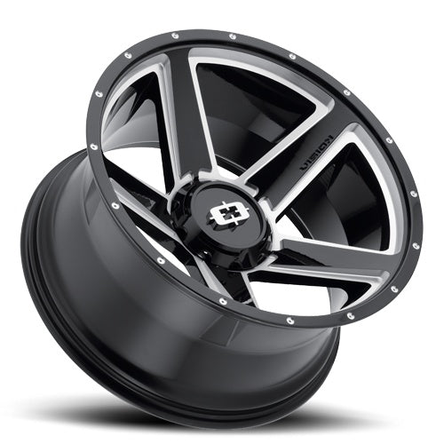 20x11.5 Vision 390 Empire Gloss Black Milled Spoke 8x180 ET-44 Wheel Rim